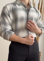 پیراهن طوسی چهارخانه - تصویر 4