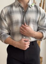 پیراهن طوسی چهارخانه - تصویر 2