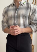 پیراهن طوسی چهارخانه - تصویر 3